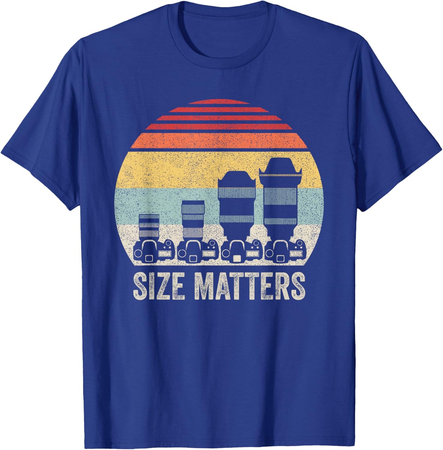 Catch Some Rays Vintage Retro Funny Photography Camera Lens Size Matters Adult Black T-Shirt - T-Shirt | Royal