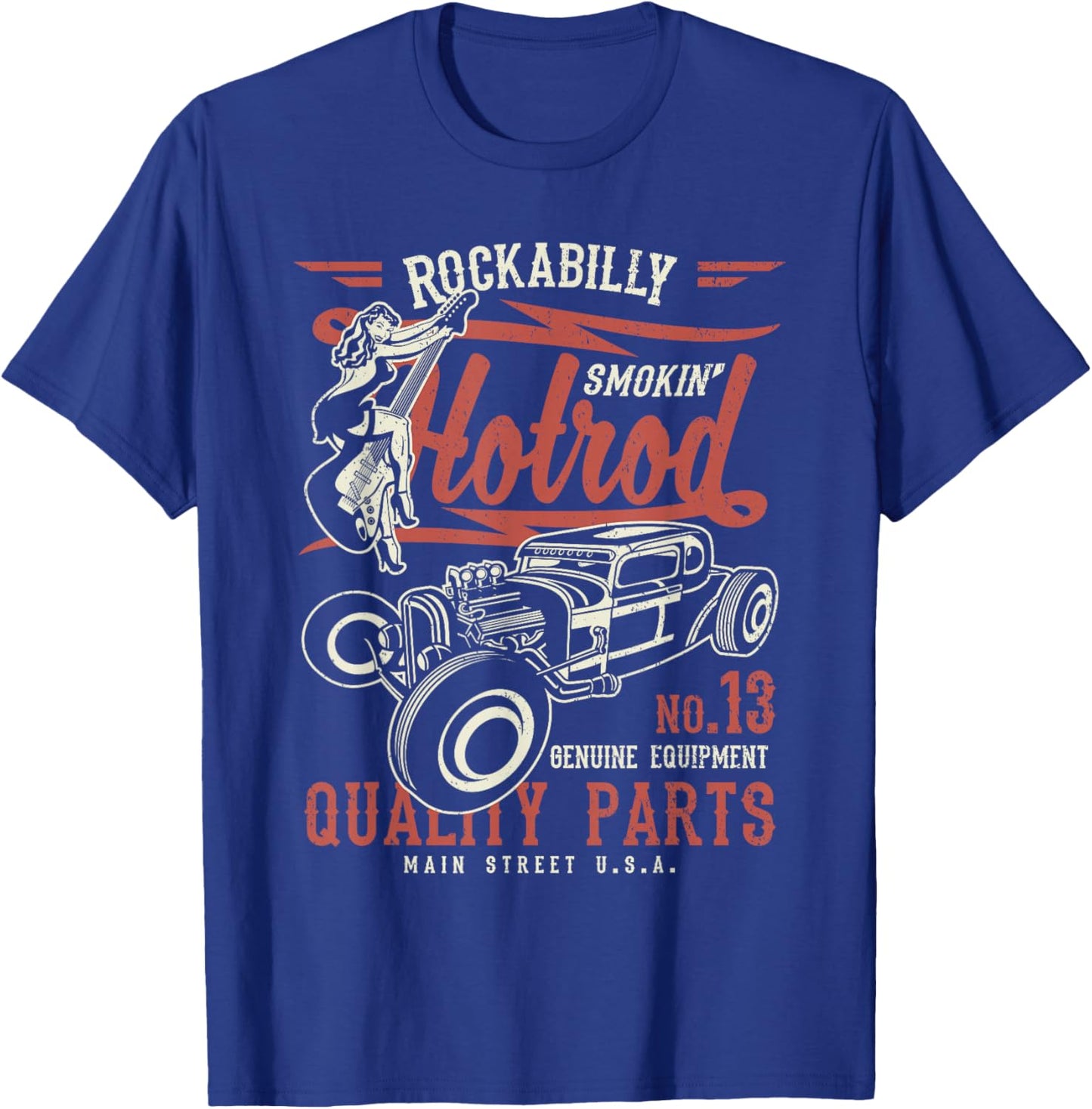 Retro Vintage Style Hotrod Distressed Design T-Shirt - T-Shirt | Royal