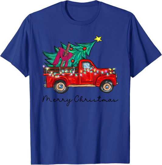 Vintage Wagon Red Truck Christmas Tree Pajama Xmas T-Shirt - T-Shirt | Royal