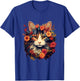 Floral Cat Shirt for Cat Mom, Women and Girls Who Love Cats T-Shirt - T-Shirt | Royal