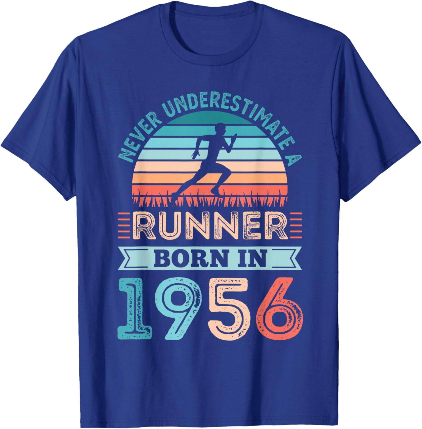 Runner born in 1956 70th Birthday Running Gifts T-Shirt - T-Shirt | Royal