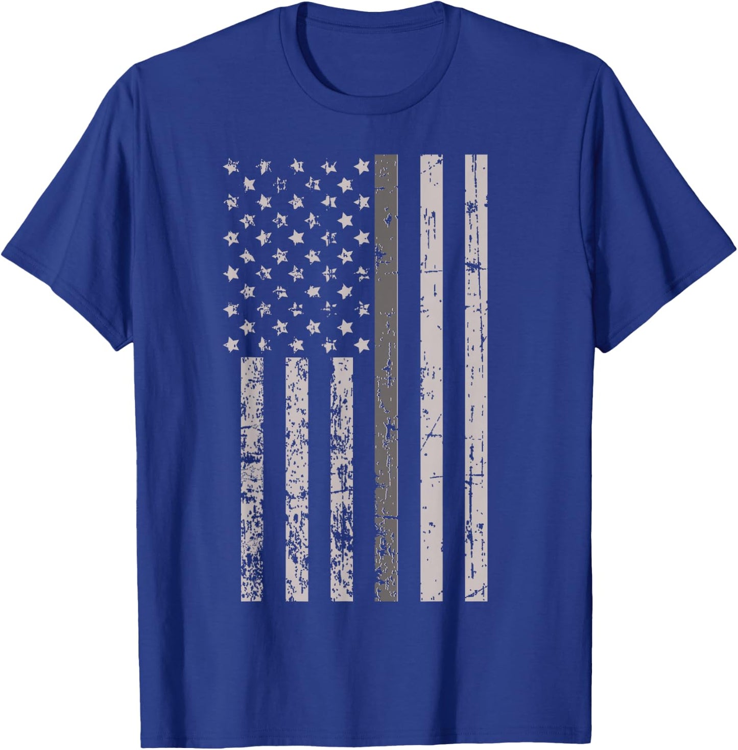 Corrections Officer Gifts Shirt Flag Thin Silver Gray Line T-Shirt - T-Shirt | Royal