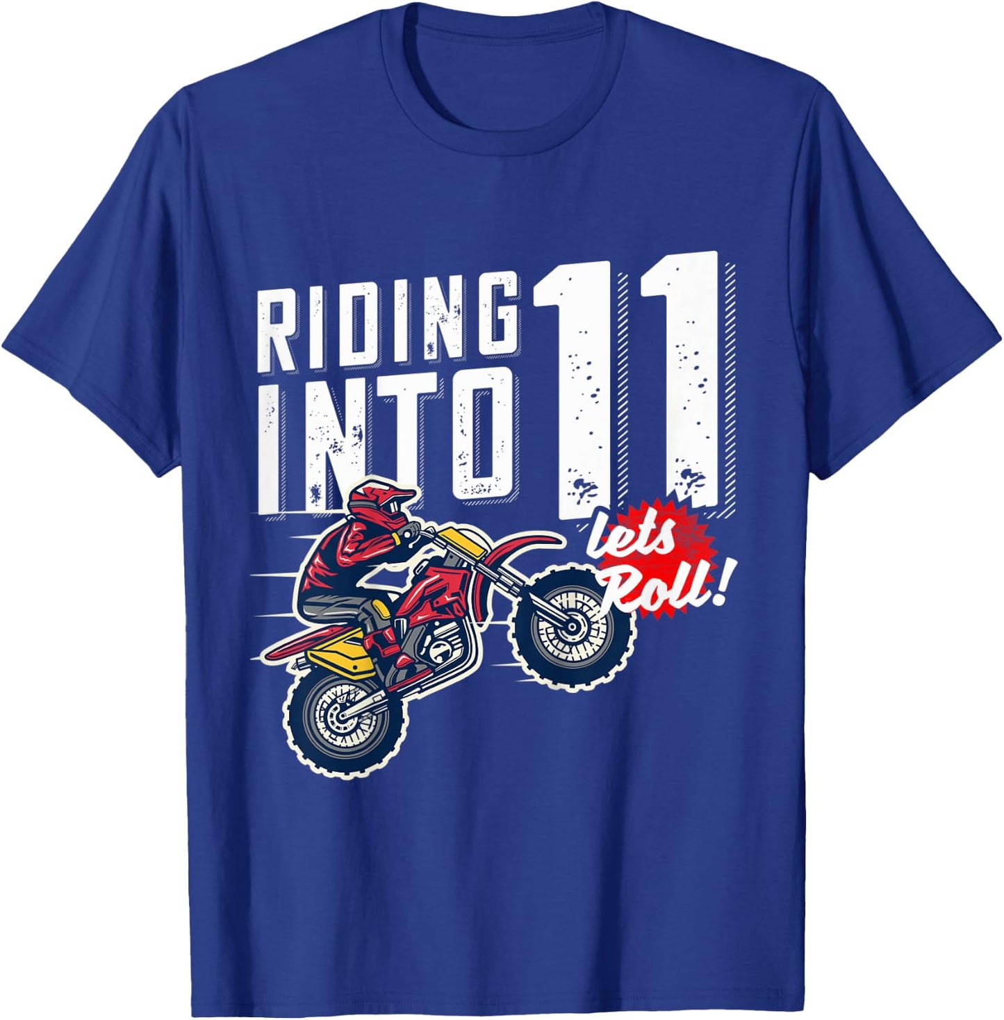 Kids 11th Birthday Motor Cross, Dirt Bike Birthday Riding Into 11 T-Shirt - T-Shirt | Royal