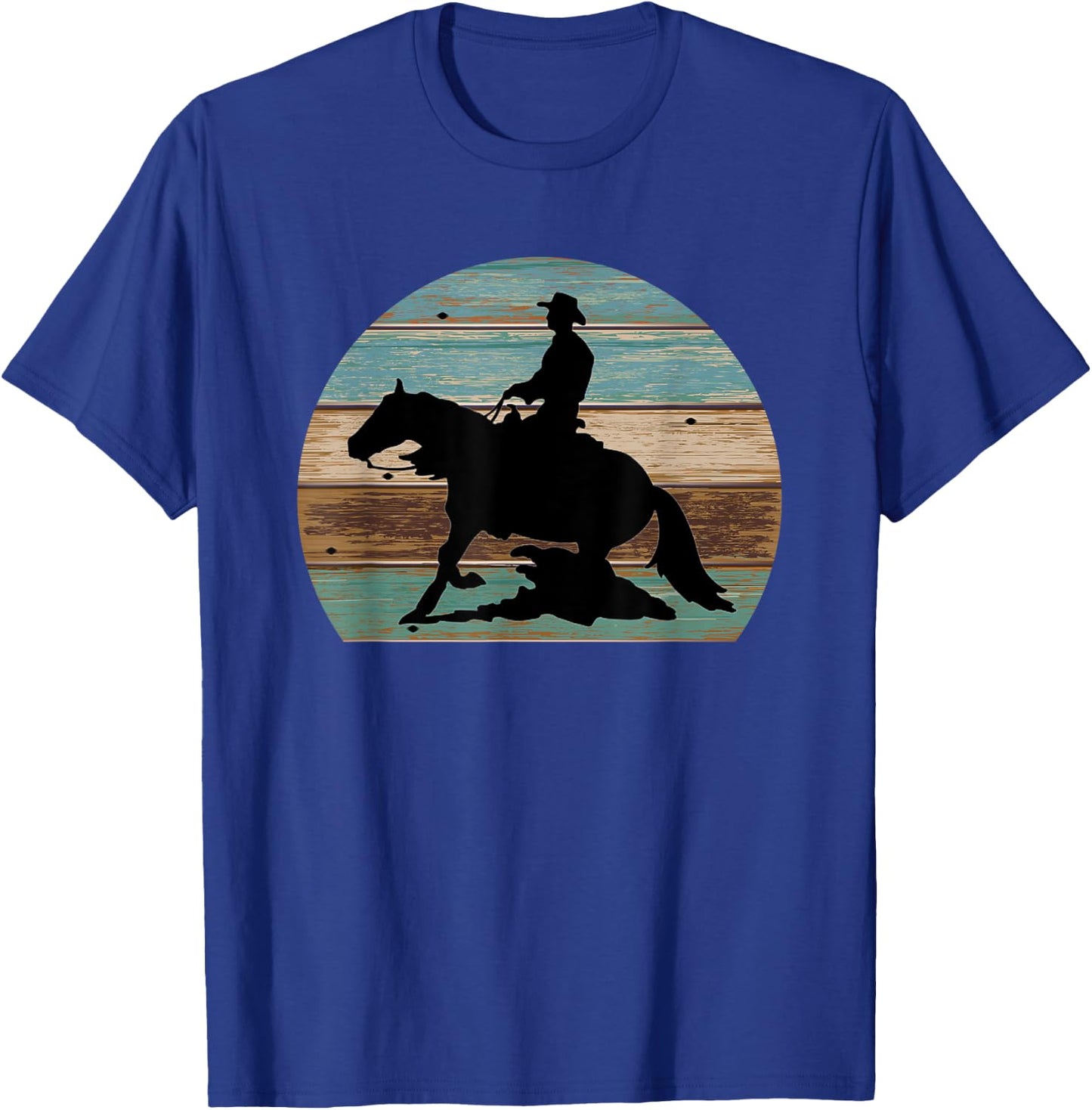 Western Cowboy Reining Horse Sliding Stop Vintage Style T-Shirt - T-Shirt | Royal