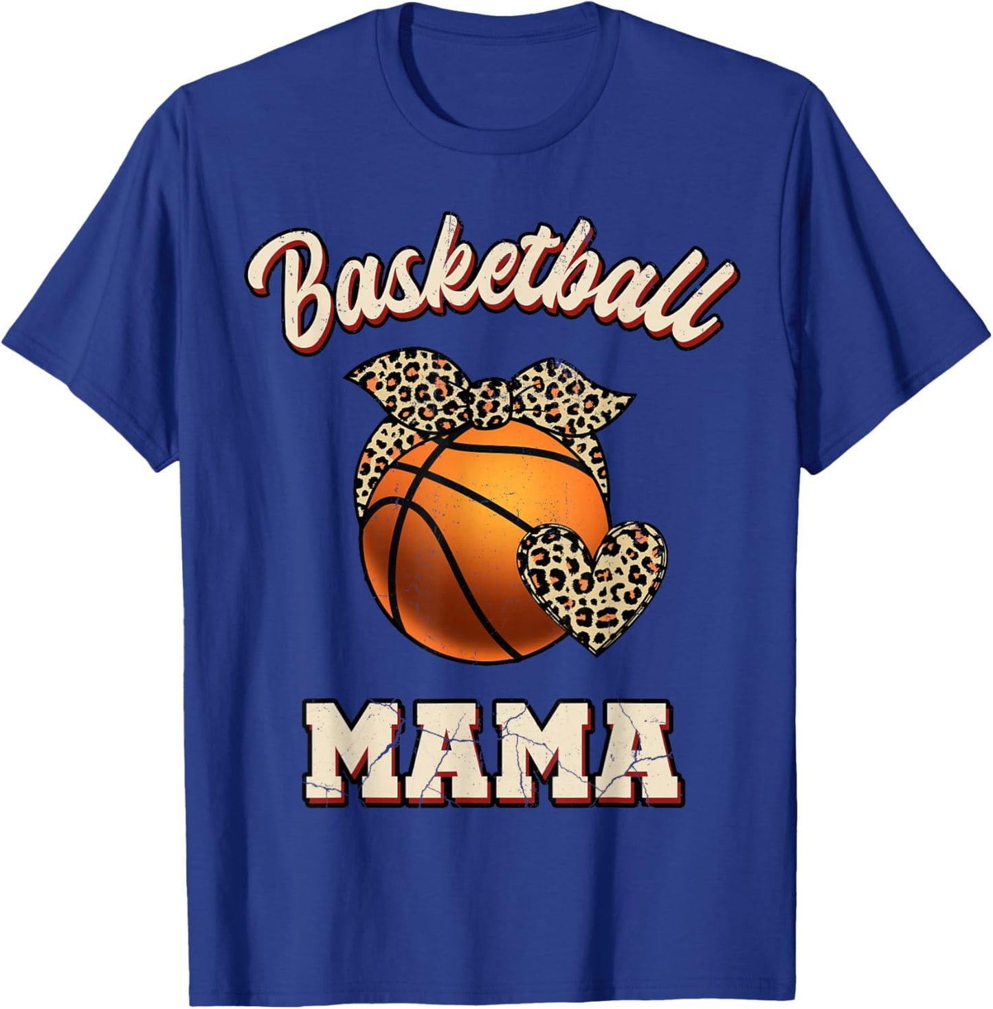 Basketball Mama Bandana Leopard Heart Fans Mother's Day T-Shirt - T-Shirt | Royal