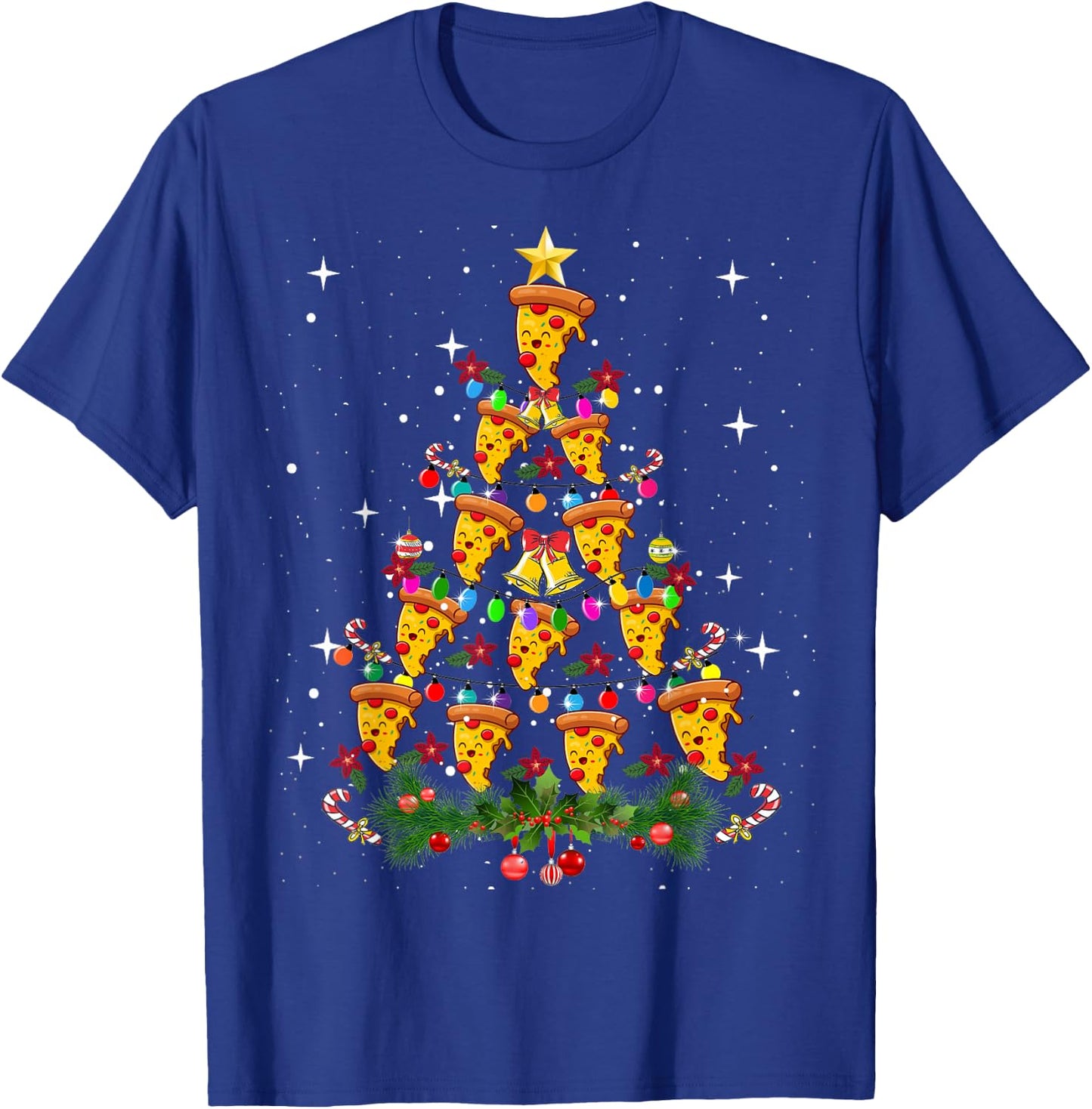 Pizza Christmas Tree Light Pizza Fast Food Lover Xmas Gifts T-Shirt - T-Shirt | Royal