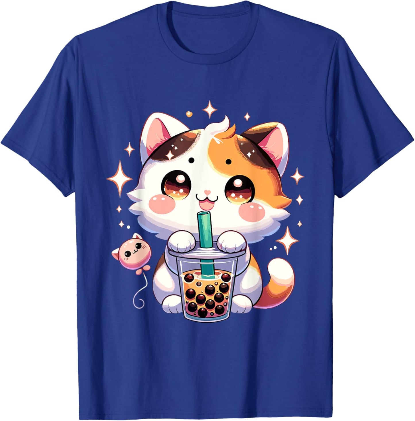 Cat Boba Japanese Kawaii Anime Kitty Bubble Tea Neko Teen T-Shirt - T-Shirt | Royal