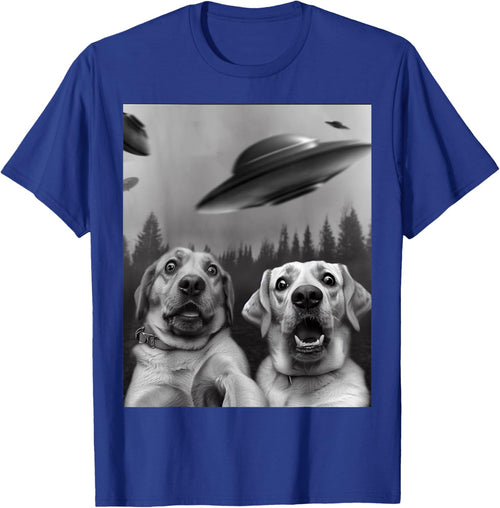 "Labrador Selfie" Funny Two Scaredy-Dogs and UFOs in Forest
