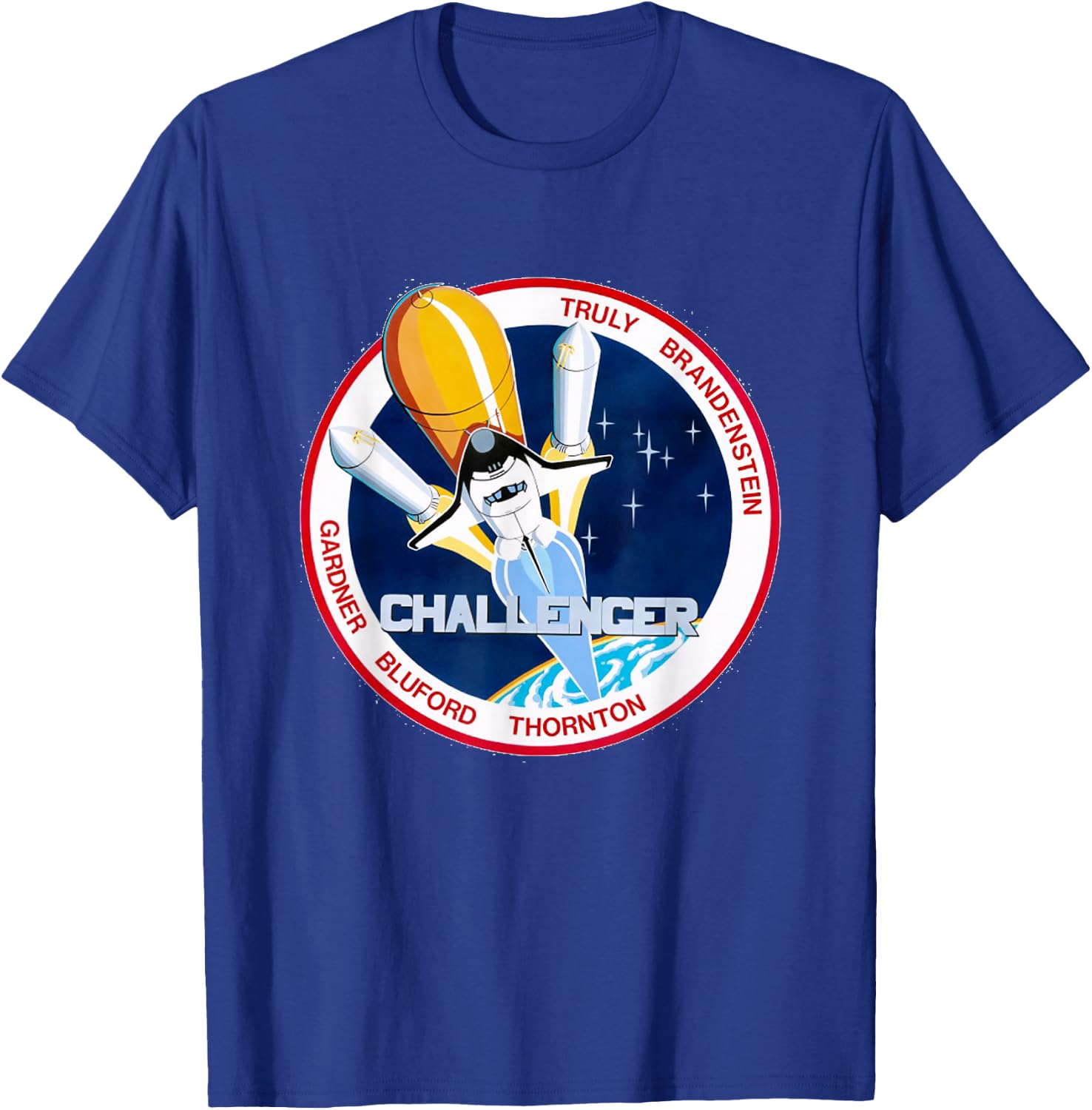 NASA space t shirt RETRO Challenger Shuttle mission T-Shirt - T-Shirt | Royal