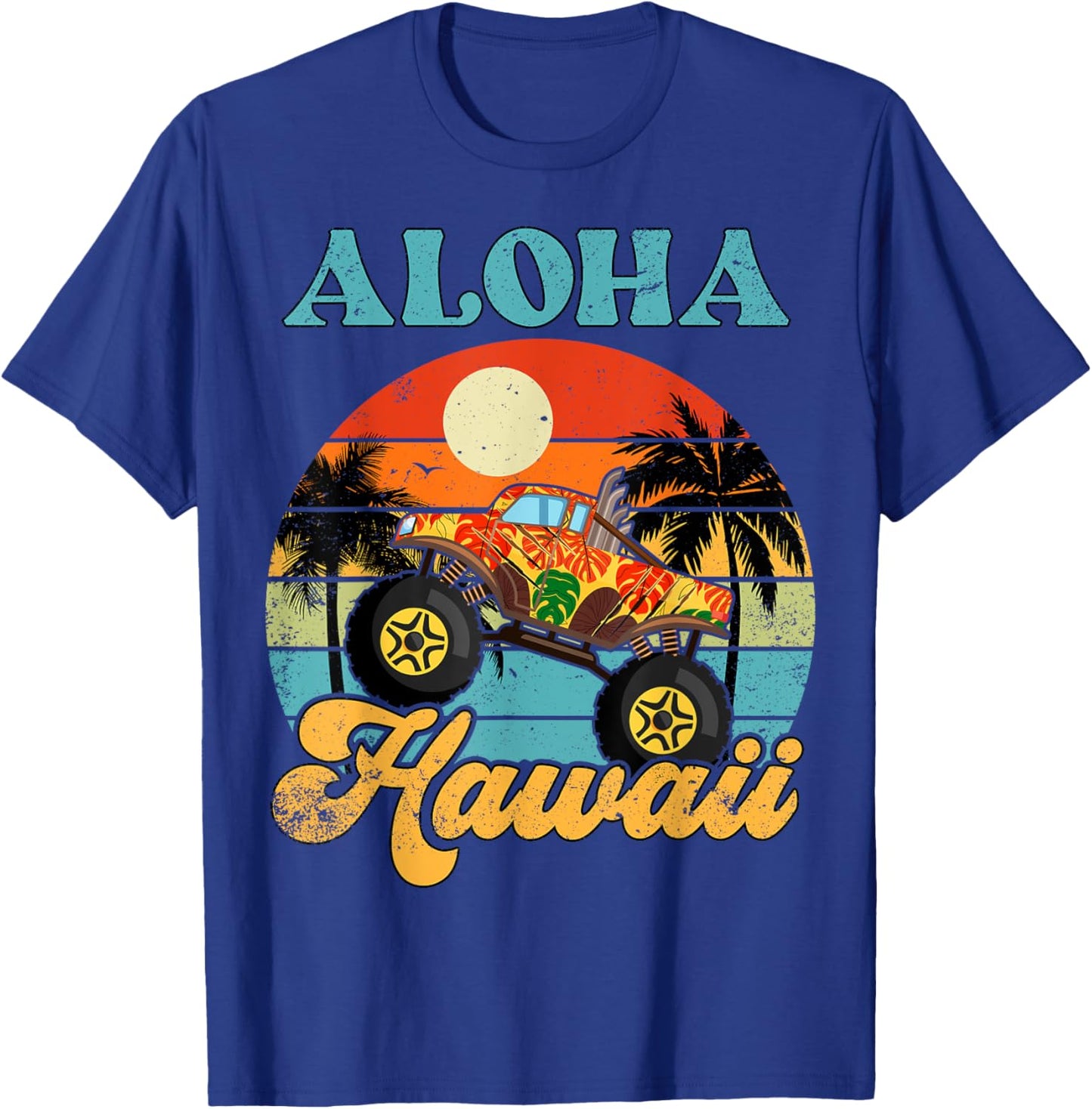 Boy Toddler Hawaiian-Shirt Aloha Hawaii Monster Truck Kids T-Shirt - T-Shirt | Royal