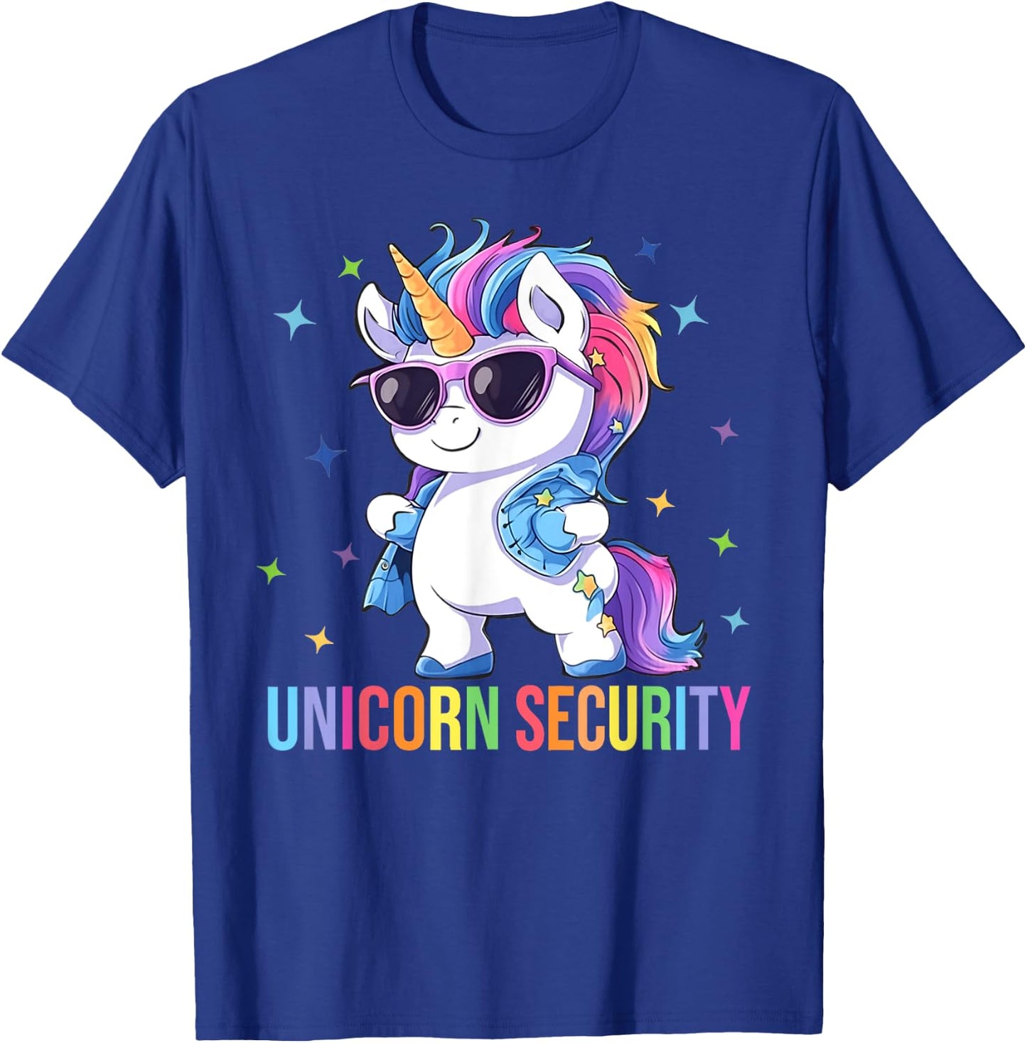 Birthday Party Dad Mom Daughter Costume Unicorn Security T-Shirt - T-Shirt | Royal