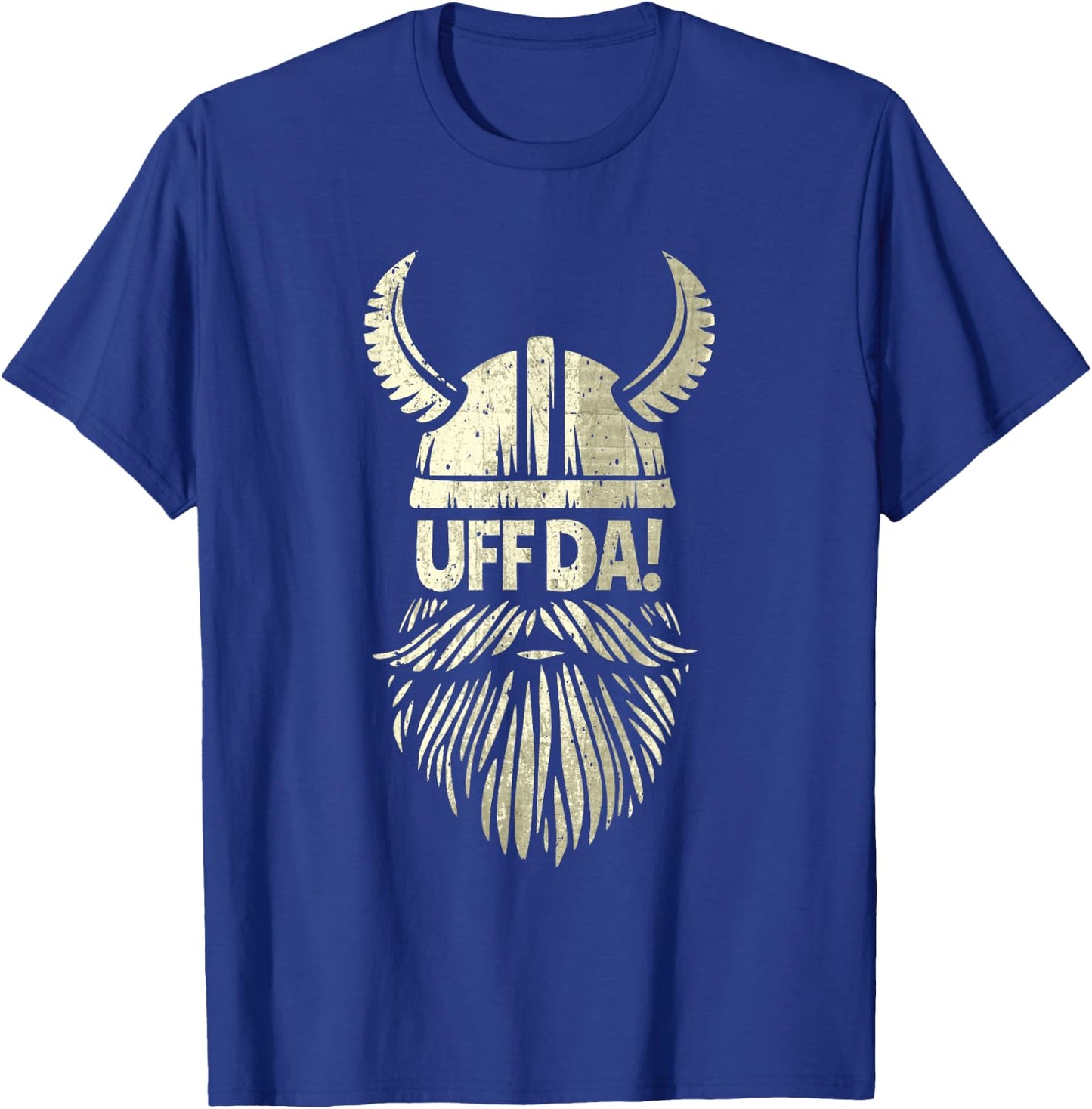 Uff Da Norwegian Quote Scandinavian Viking Helmet Beard Man T-Shirt - T-Shirt | Royal