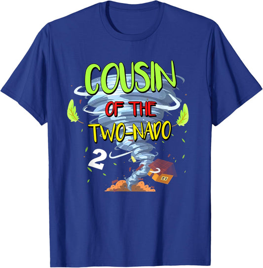 Cousin of the Two-nado Tornado Theme 2nd Birthday Party T-Shirt - T-Shirt | Royal
