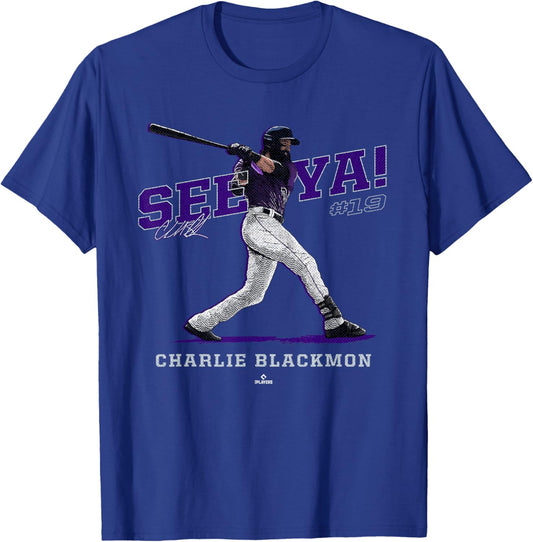 See Ya! Charlie Blackmon Colorado MLBPA T-Shirt - T-Shirt | Royal