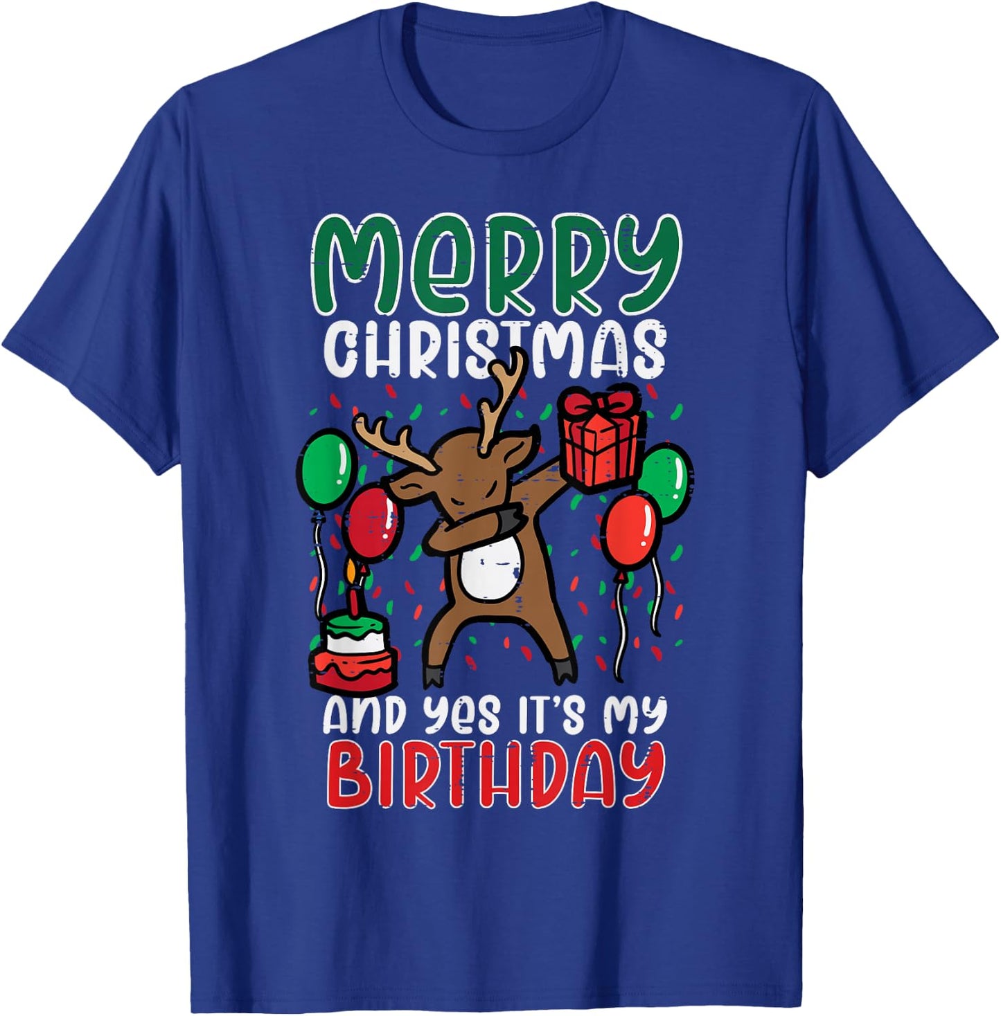 Merry Christmas Its My Birthday Reindeer Dab Xmas Bday Kids T-Shirt - T-Shirt | Royal