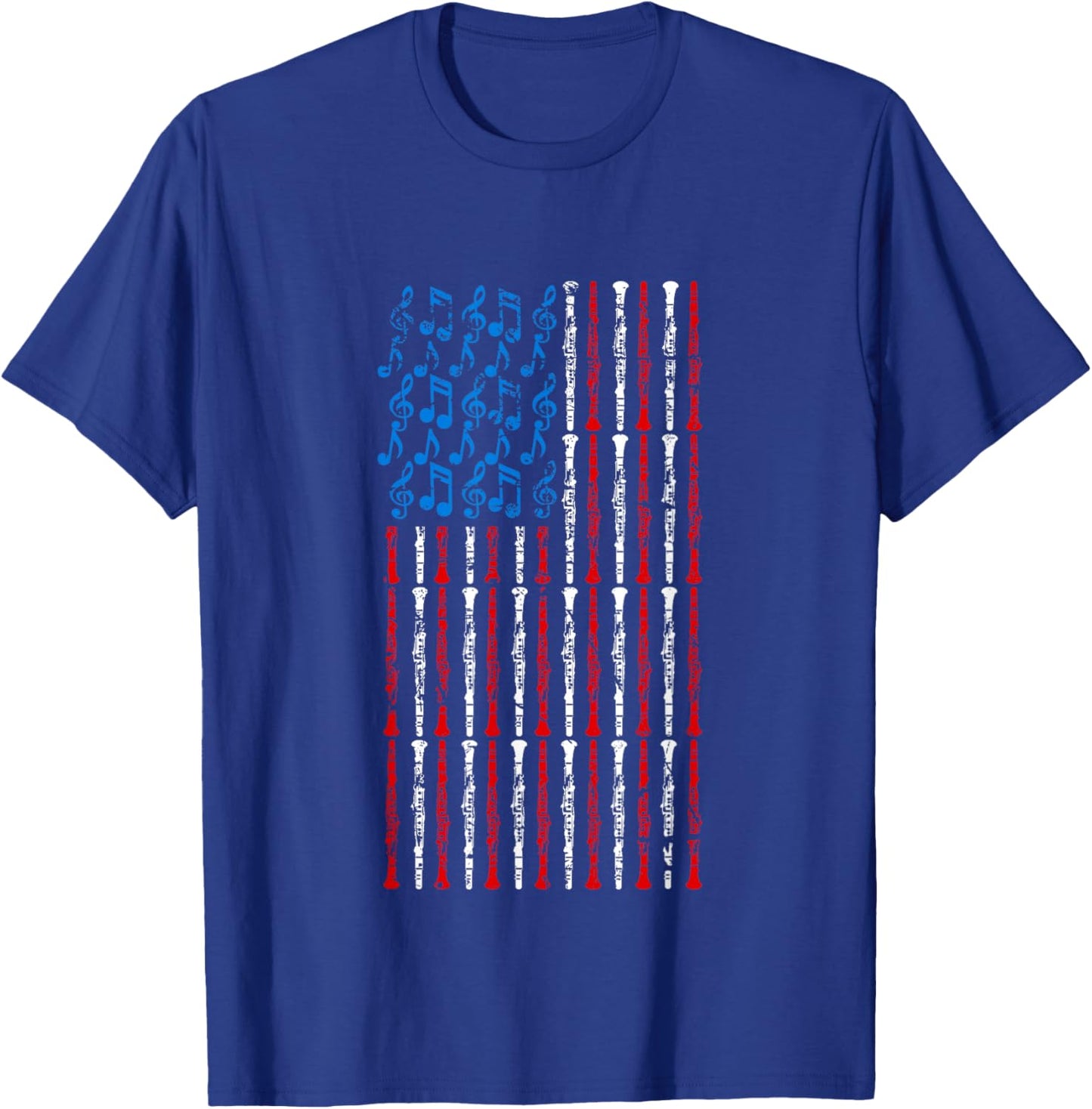 Clarinet American Flag 4th of July Men Women Clarinetist USA T-Shirt - T-Shirt | Royal