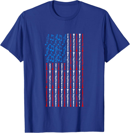 Clarinet American Flag 4th of July Men Women Clarinetist USA T-Shirt - T-Shirt | Royal