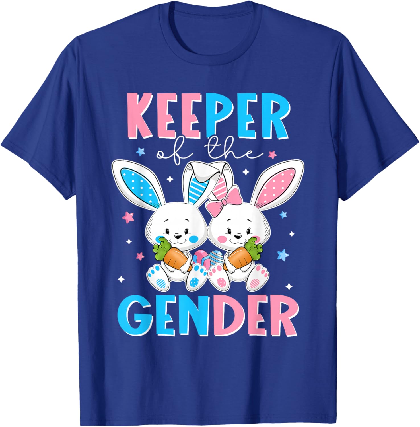 Keeper Of The Gender Boy Or Girl Easter Bunny Gender Reveal T-Shirt - T-Shirt | Royal