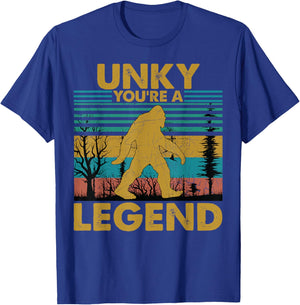 Unky You're A Legend Retro Vintage Bigfoot Uncle T-Shirt - T-Shirt | Royal