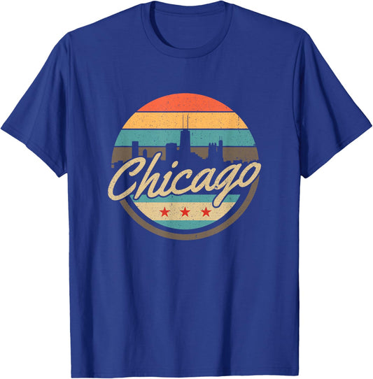 Chicago Flag Skyline Vintage Illinois USA Souvenir T-Shirt - T-Shirt | Royal