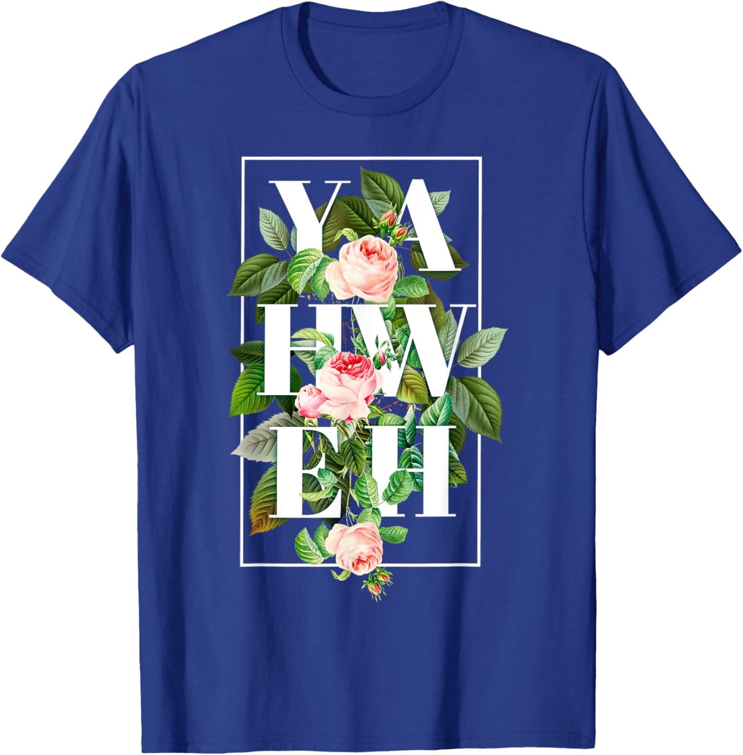 YHWH Yahweh Hebrew God Jewish Christian Retro Flower T-Shirt - T-Shirt | Royal