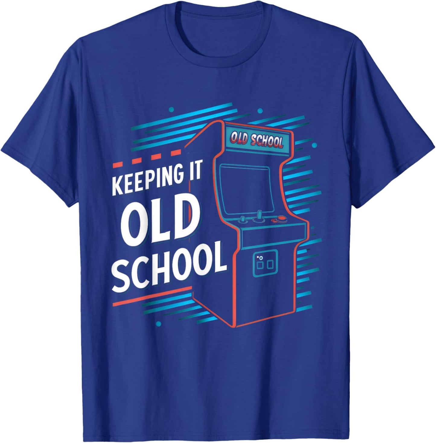 Keeping It Old School Gamer Vintage 80's 90's Arcade Gaming T-Shirt - T-Shirt | Royal