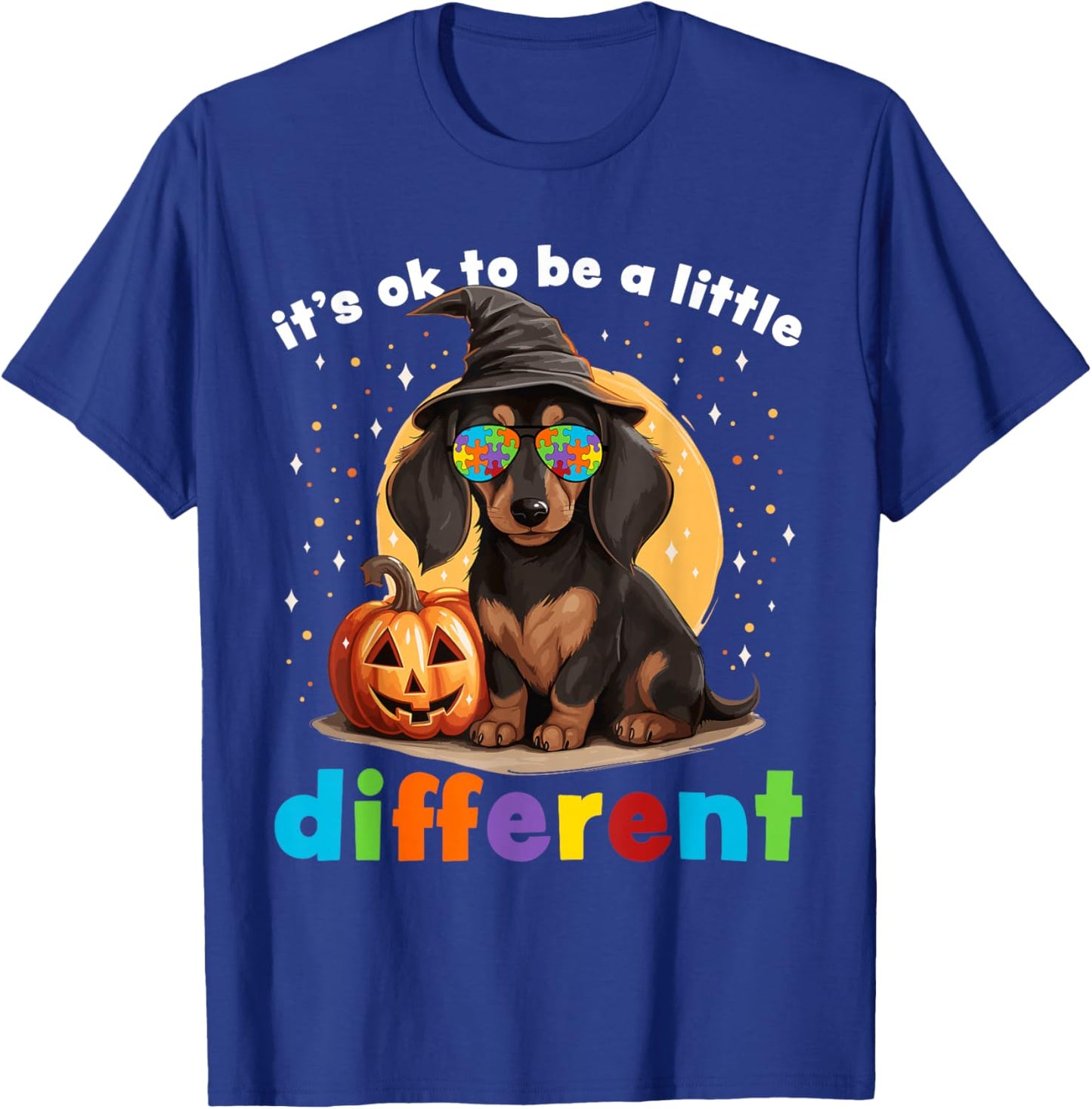 Dachshund Halloween Autism Awareness 2023 Weiner Dog Kids T-Shirt - T-Shirt | Royal