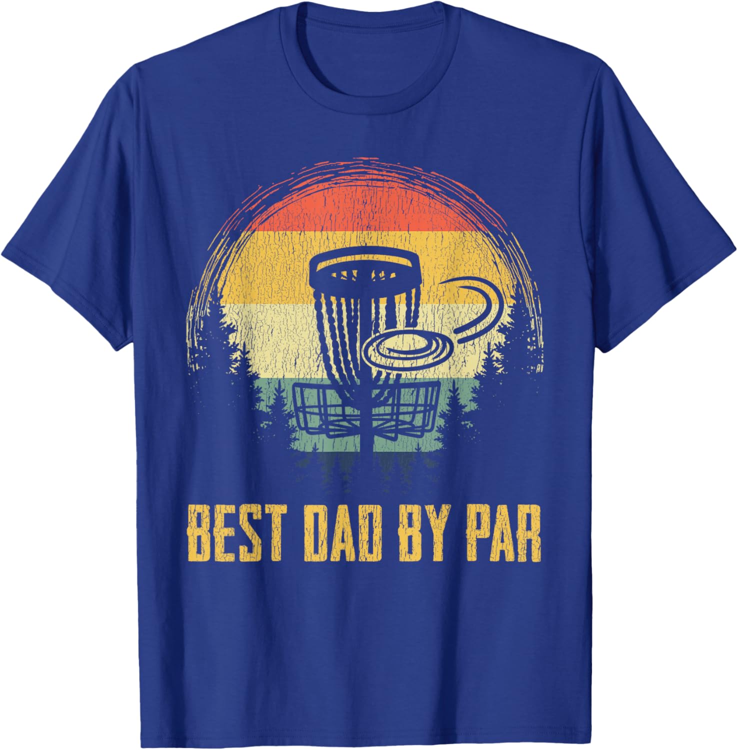 Best Dad By Par Funny Disc Golf Vintage Frisbee Father's Day T-Shirt - T-Shirt | Royal