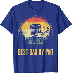 Best Dad By Par Funny Disc Golf Vintage Frisbee Father's Day T-Shirt - T-Shirt | Royal