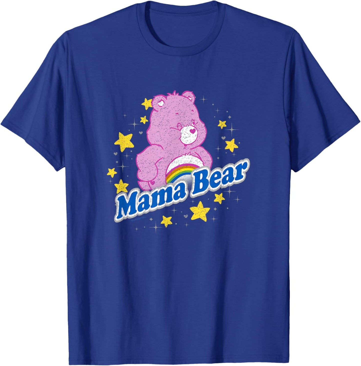 Care Bears Mama Bear Cheer Bear Rainbow Stars Vintage Logo T-Shirt - T-Shirt | Royal