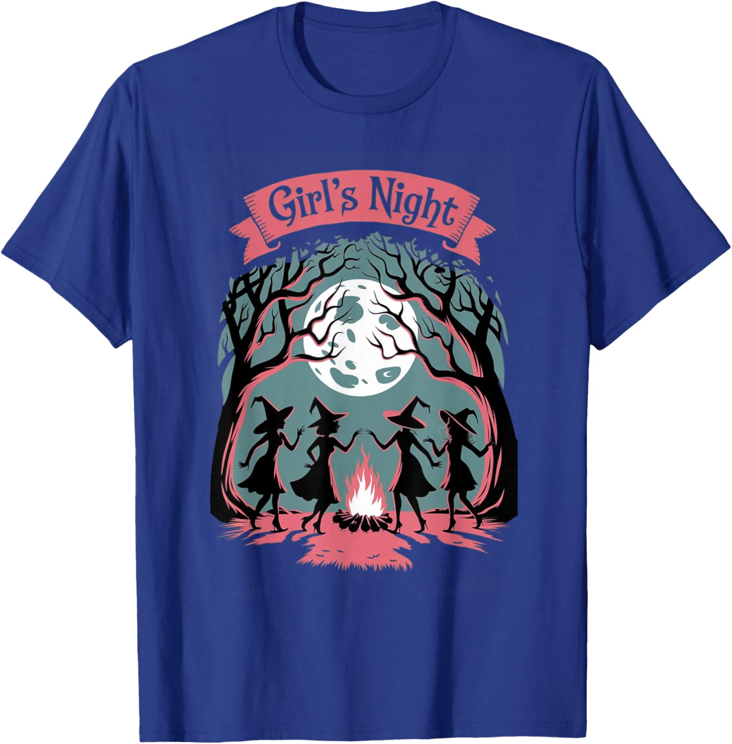 Girl's Night Witch Coven Halloween motif Spooky Fun banner T-Shirt - T-Shirt | Royal