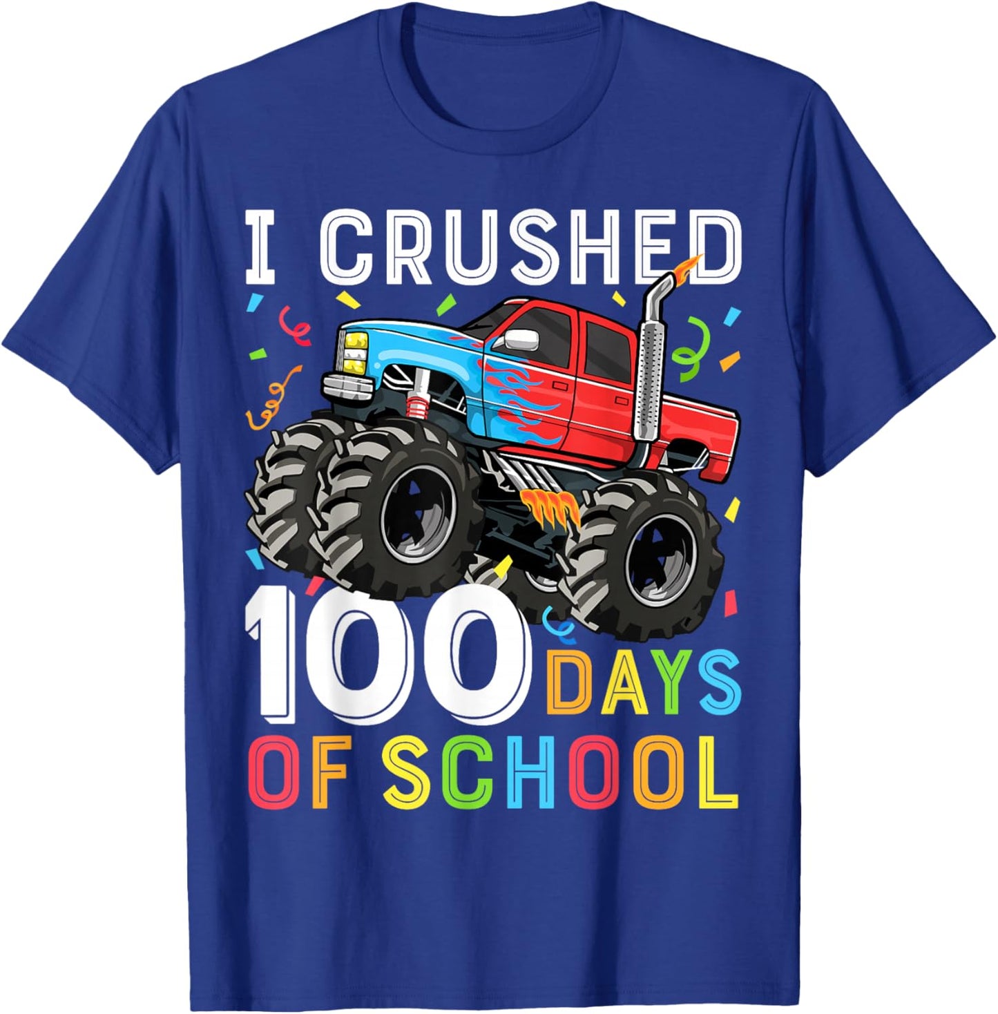 100 Days of School Monster Truck 100th Day of School Boys T-Shirt - T-Shirt | Royal