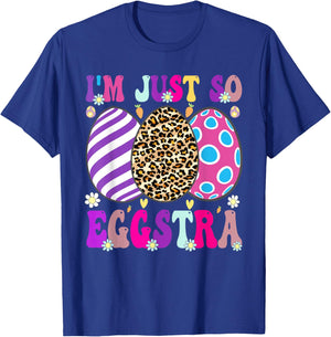Groovy I'm Just So Eggstra Funny Egg Easter Baskets For Kids T-Shirt - T-Shirt | Royal