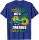 Birthday Roller Skating 6th Girls Rollin into 6 Skate Party T-Shirt - T-Shirt | Royal