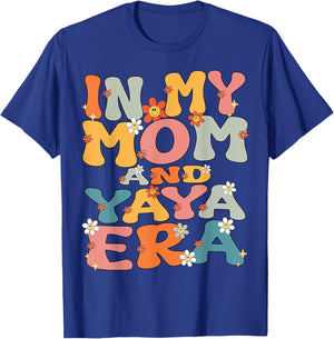 In My Mom And Yaya Era Groovy Mom And Yaya Grandma Christmas T-Shirt - T-Shirt | Royal