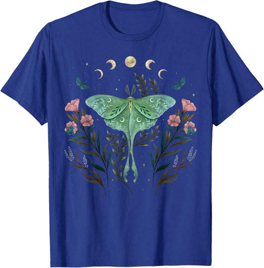 Moon Phases Luna Moth Insect Lover Cottagecore Aesthetic T-Shirt - T-Shirt | Royal