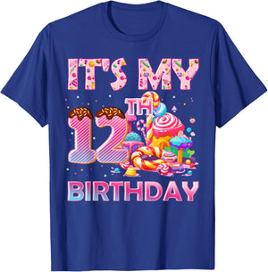 It’s My 12th Birthday Sweet Candy 12 Years Old T-Shirt - T-Shirt | Royal