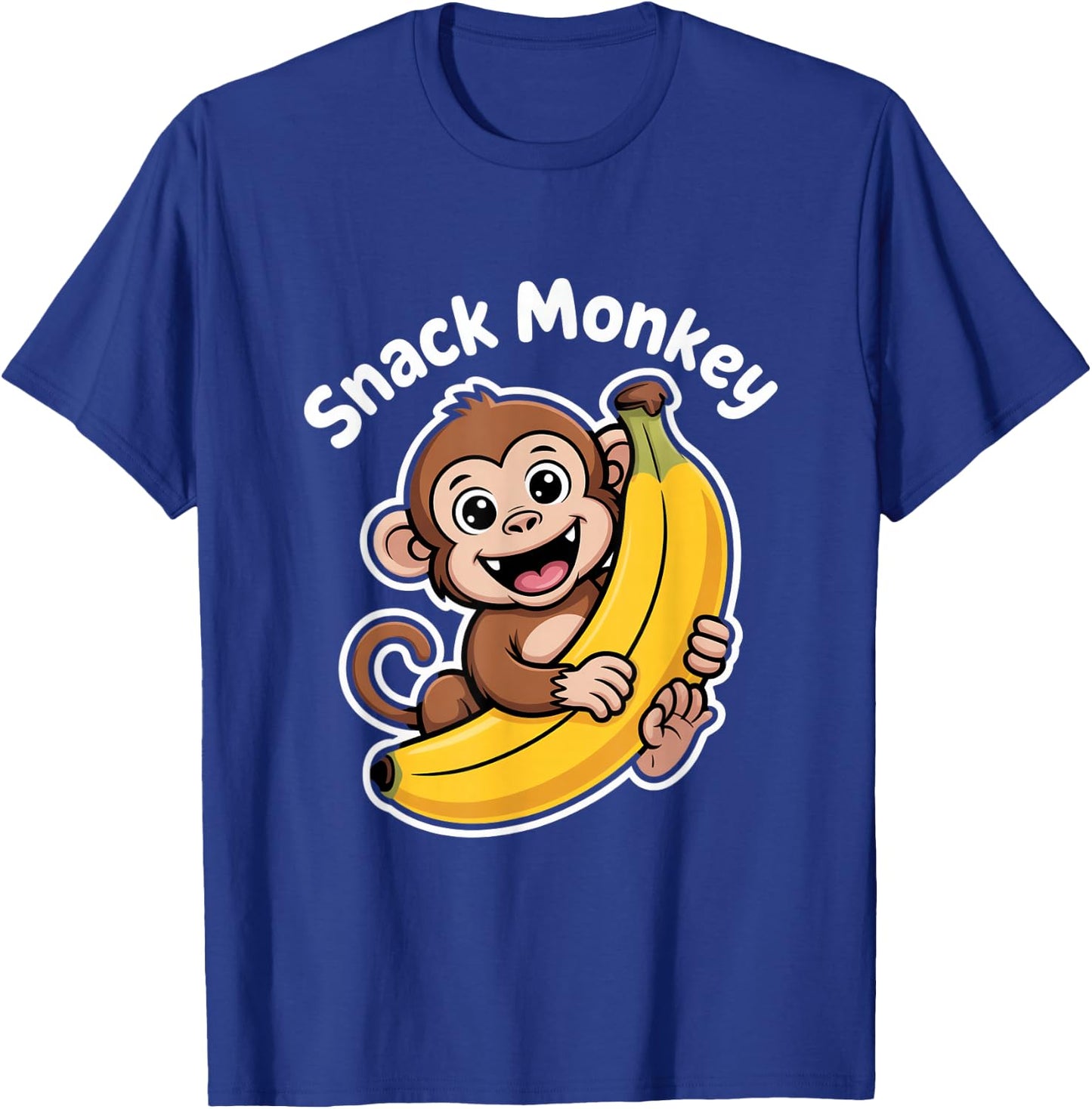 Snack Monkey Cute Banana Lover Fun Cartoon Style T-Shirt - T-Shirt | Royal