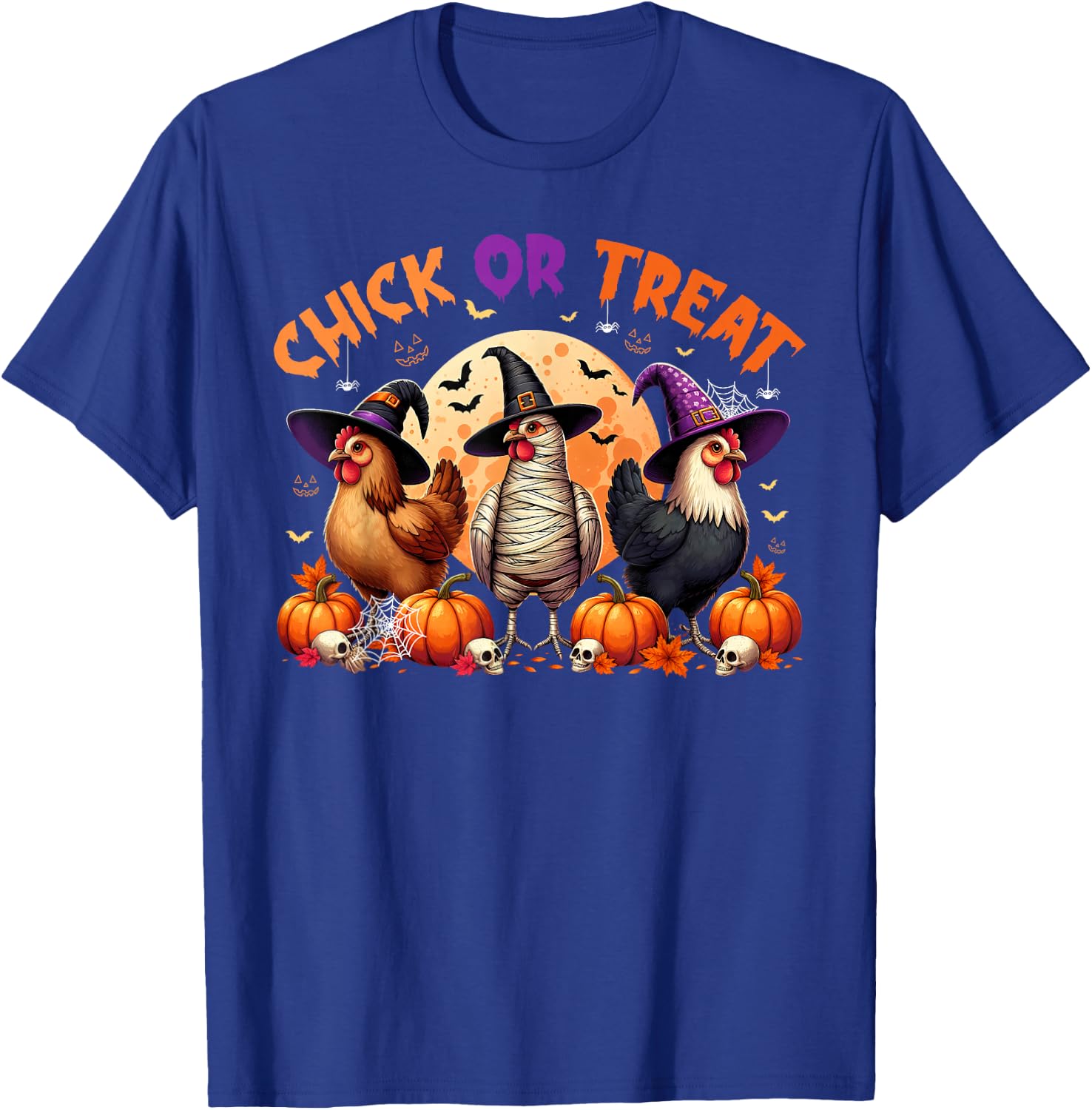 Fall Halloween Chicken Pumpkin Chick Or Treat Spooky Farmer T-Shirt - T-Shirt | Royal