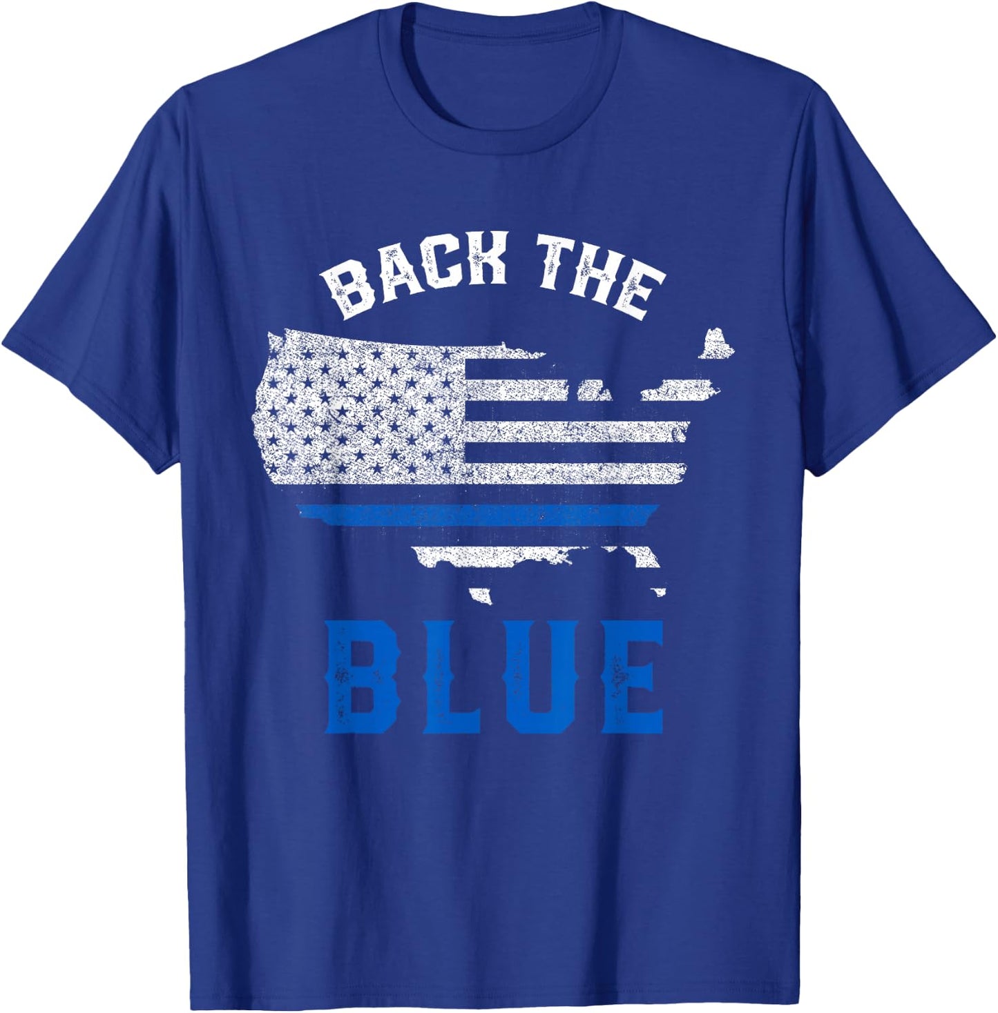 Police Support Back To The Blue US Flag Thin Blue Line T-Shirt - T-Shirt | Royal