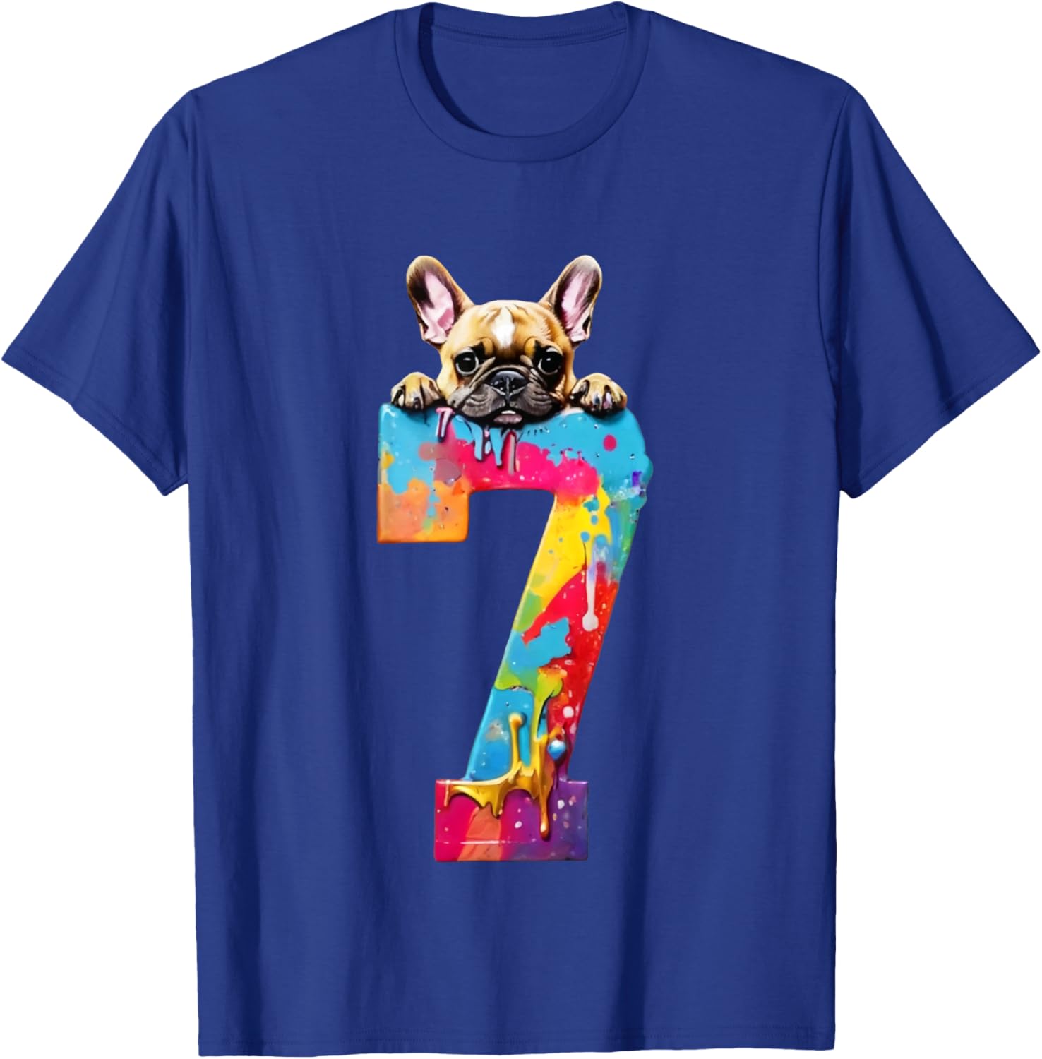 Dog 7 Years French Bulldog 7th Birthday T-Shirt - T-Shirt | Royal