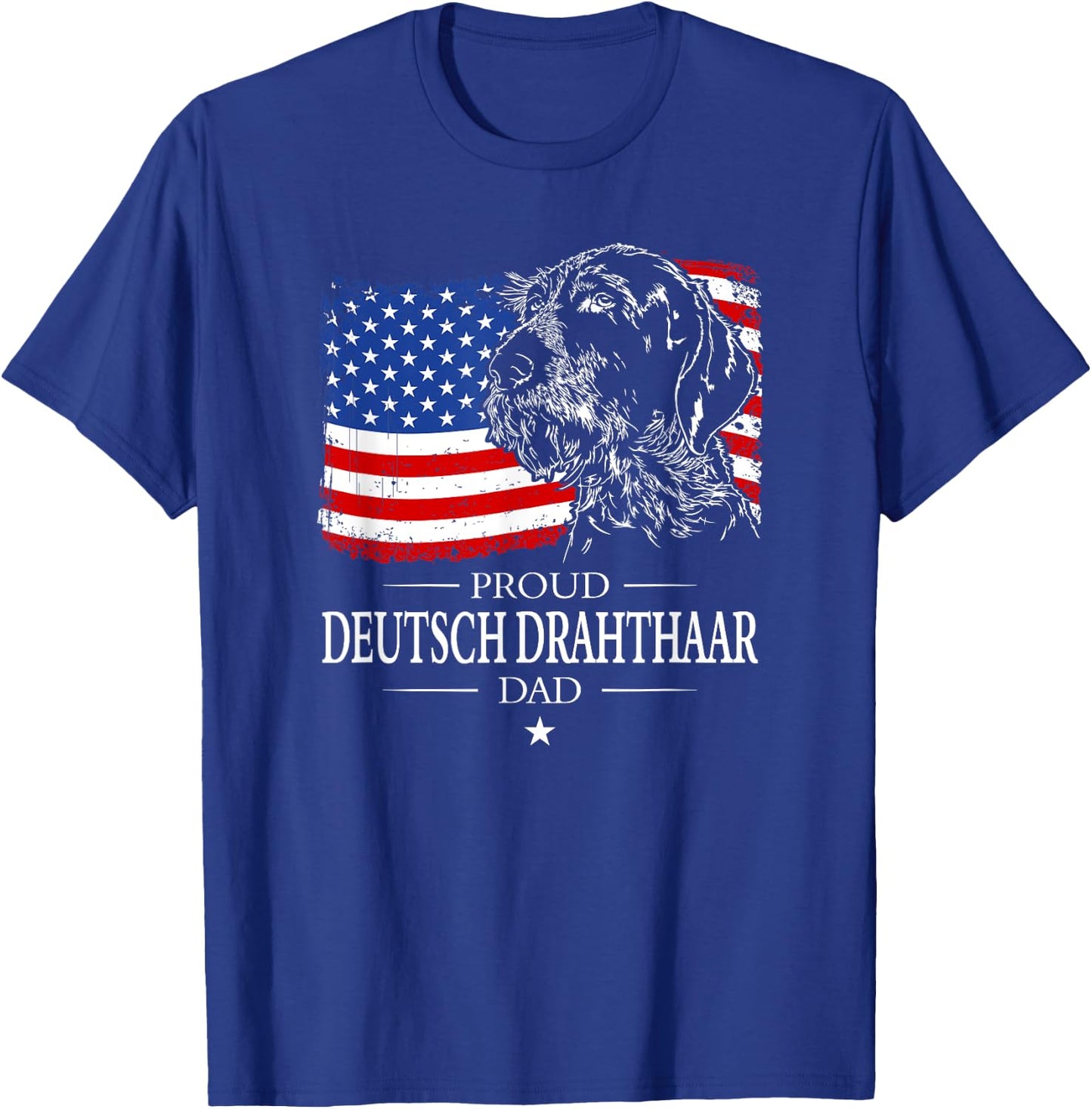 Proud Deutsch Drahthaar Dad American Flag patriotic dog gift T-Shirt - T-Shirt | Royal