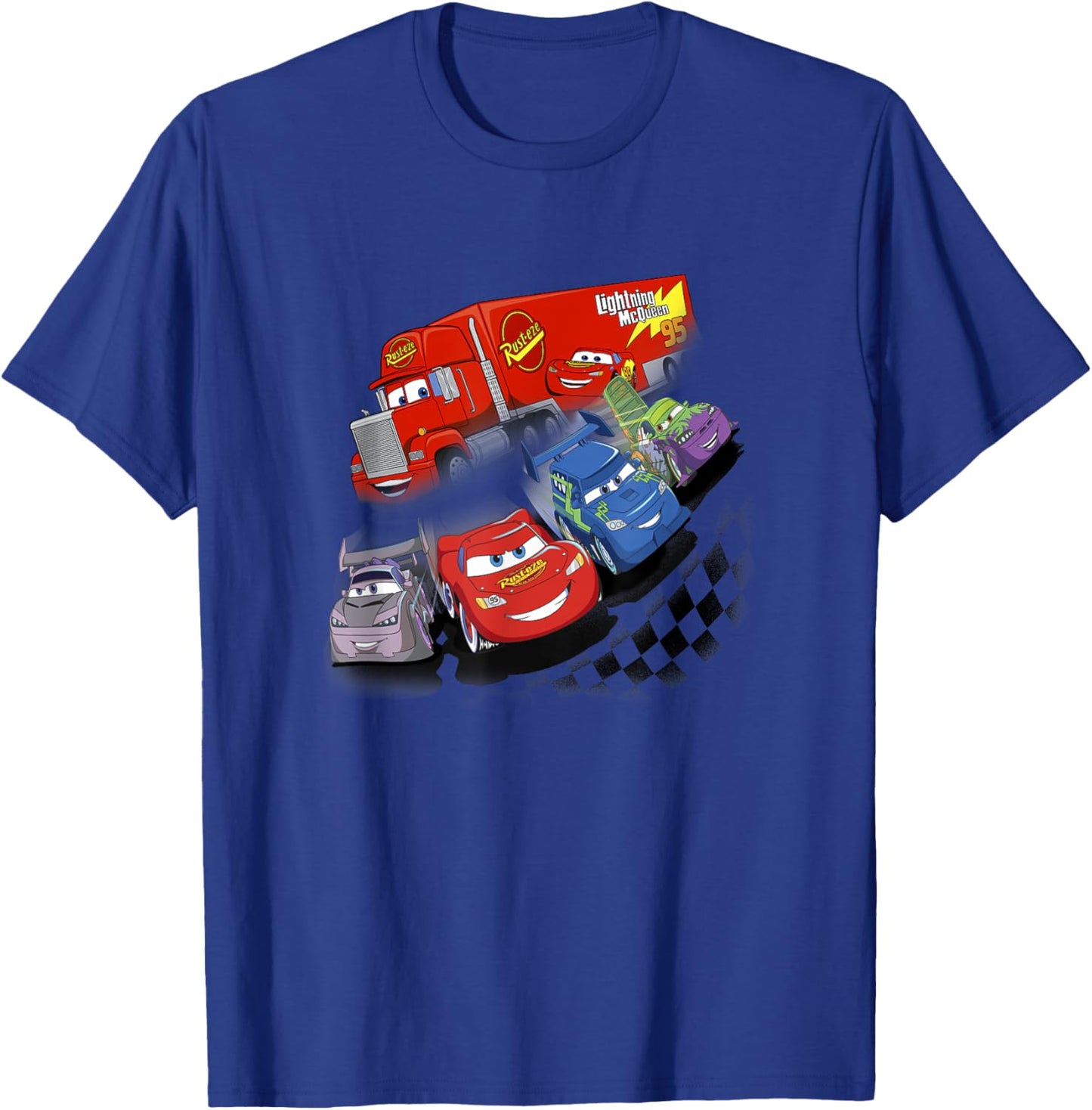 Disney Pixar Cars Mac & Lightning VS Delinquent Road Hazards T-Shirt - T-Shirt | Royal