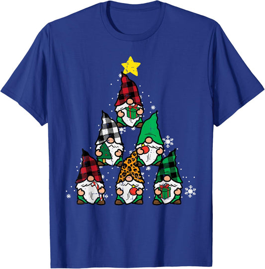 Gnomes Christmas Tree Funny Xmas Holidays Men Women Kids T-Shirt - T-Shirt | Royal