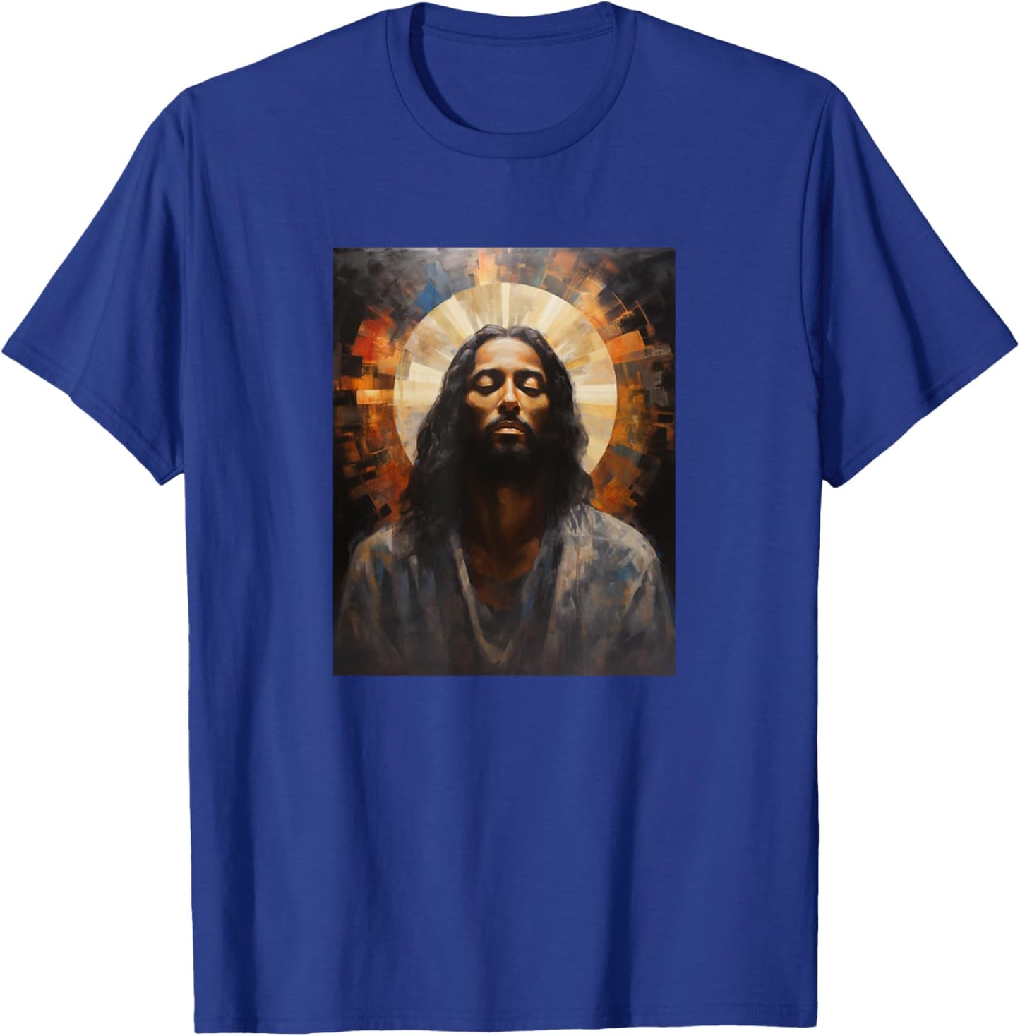 Jesus Christ African American Black In Prayer Face Of Jesus T-Shirt - T-Shirt | Royal