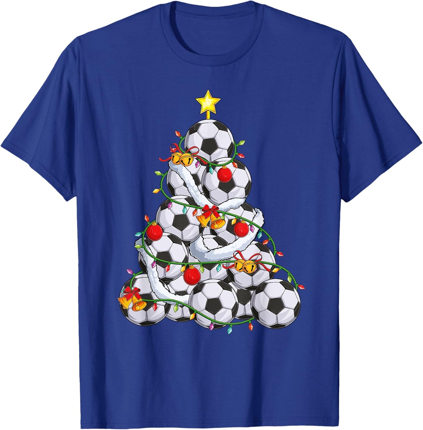 Soccer Christmas Tree Xmas Pajamas coach Player Men Boys T-Shirt - T-Shirt | Royal