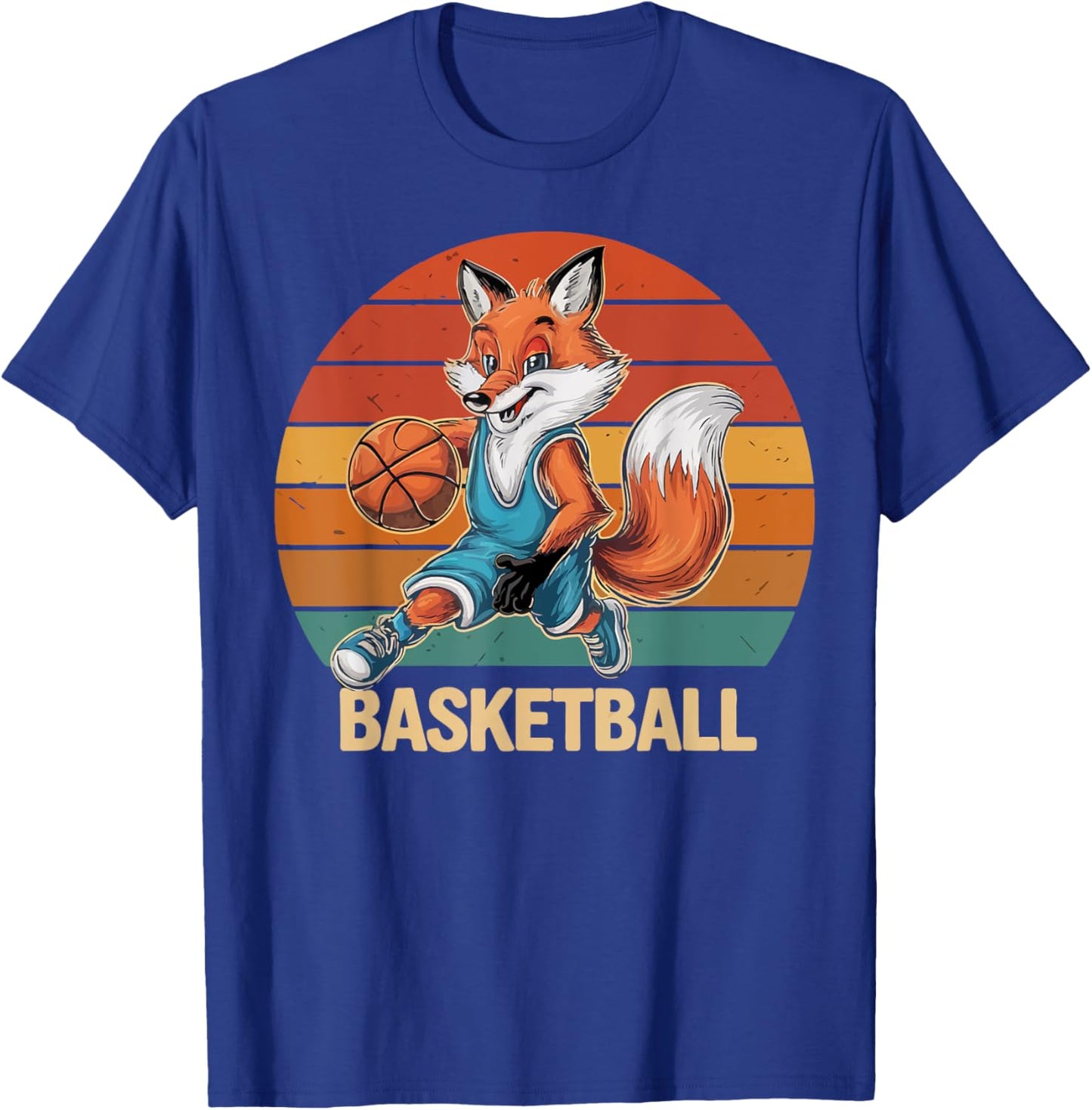 Vintage The fox Playing Basketball The fox lovers basketball T-Shirt - T-Shirt | Royal