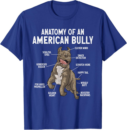 American Bully Dog Anatomy Of An American Bully Men Women T-Shirt - T-Shirt | Royal