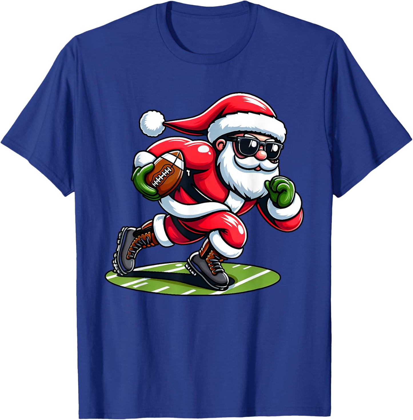 Christmas Santa Claus Play A Football Funny Boys Kids Xmas T-Shirt - T-Shirt | Royal