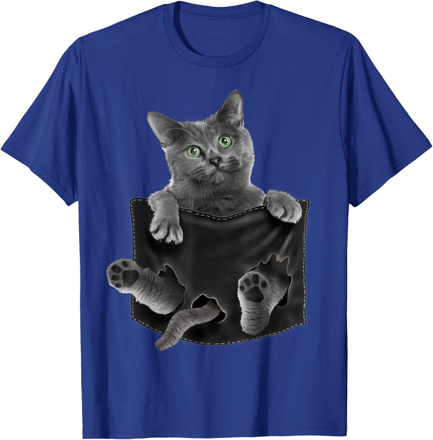 Russian Blue Cat in Pocket T-Shirt - T-Shirt | Royal